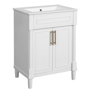 Bathroom Vanity With Integrated Sink, 2 Door Cabinet, Single Sink For Small To Medium Bathrooms