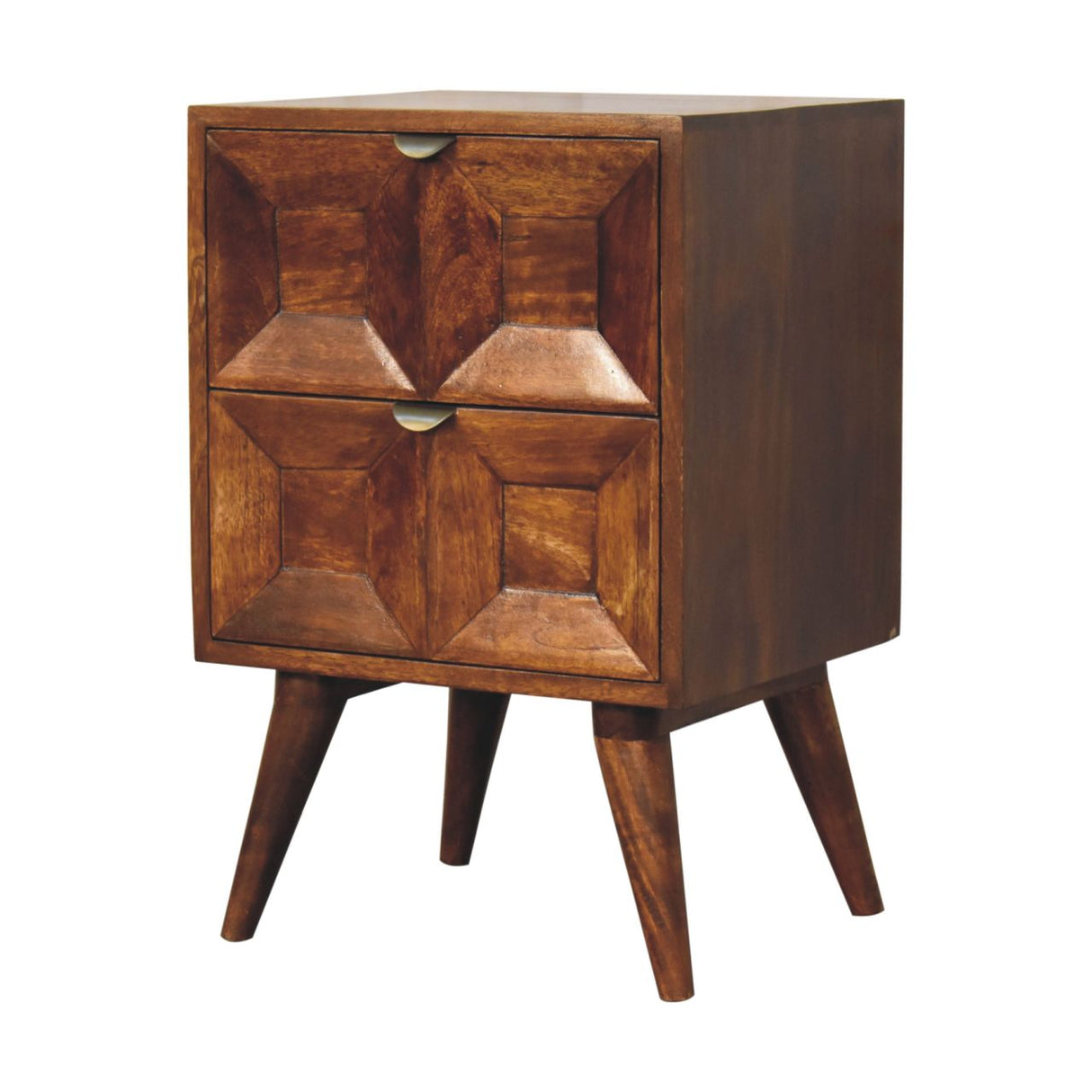 Solid Wood Quad Nightstand, 2-Drawers