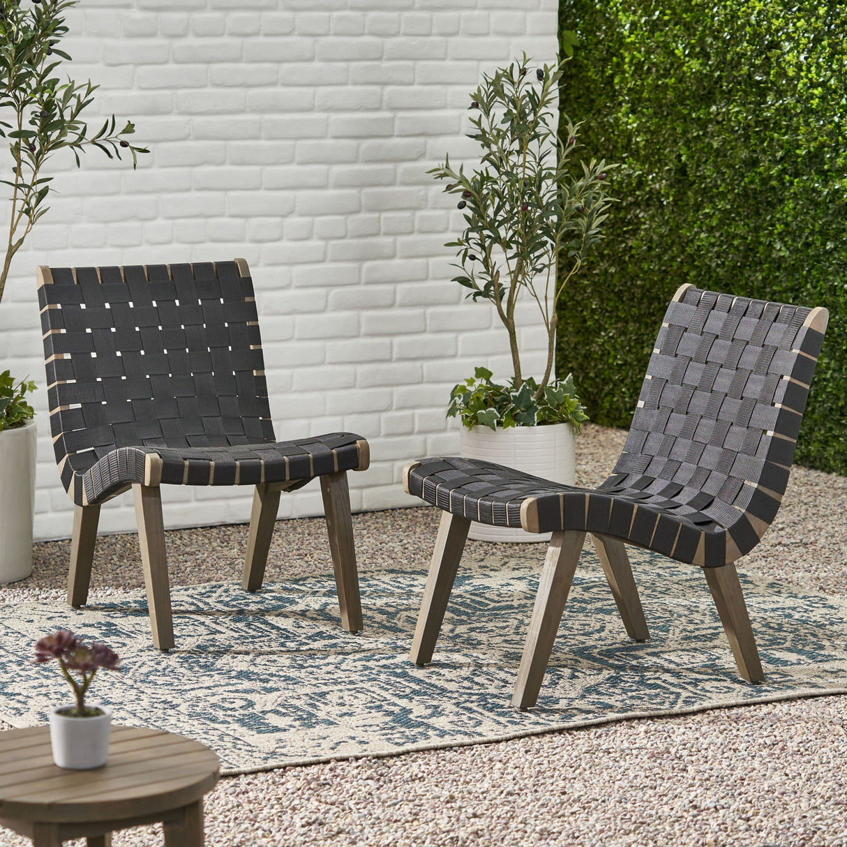 Lounge Chair With Stunning Rope Weave Design, (Set of 2) - Black - Best Buy Furniture