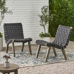 Lounge Chair With Stunning Rope Weave Design, (Set of 2) - Black