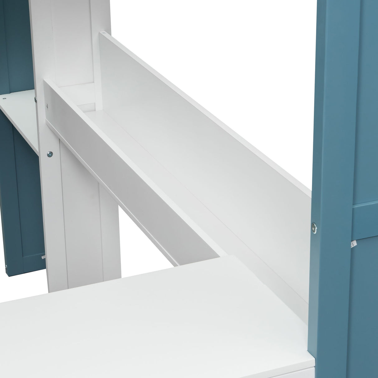 Loft Bed With Built In Storage Shelves, Clothes Rail, And Desk