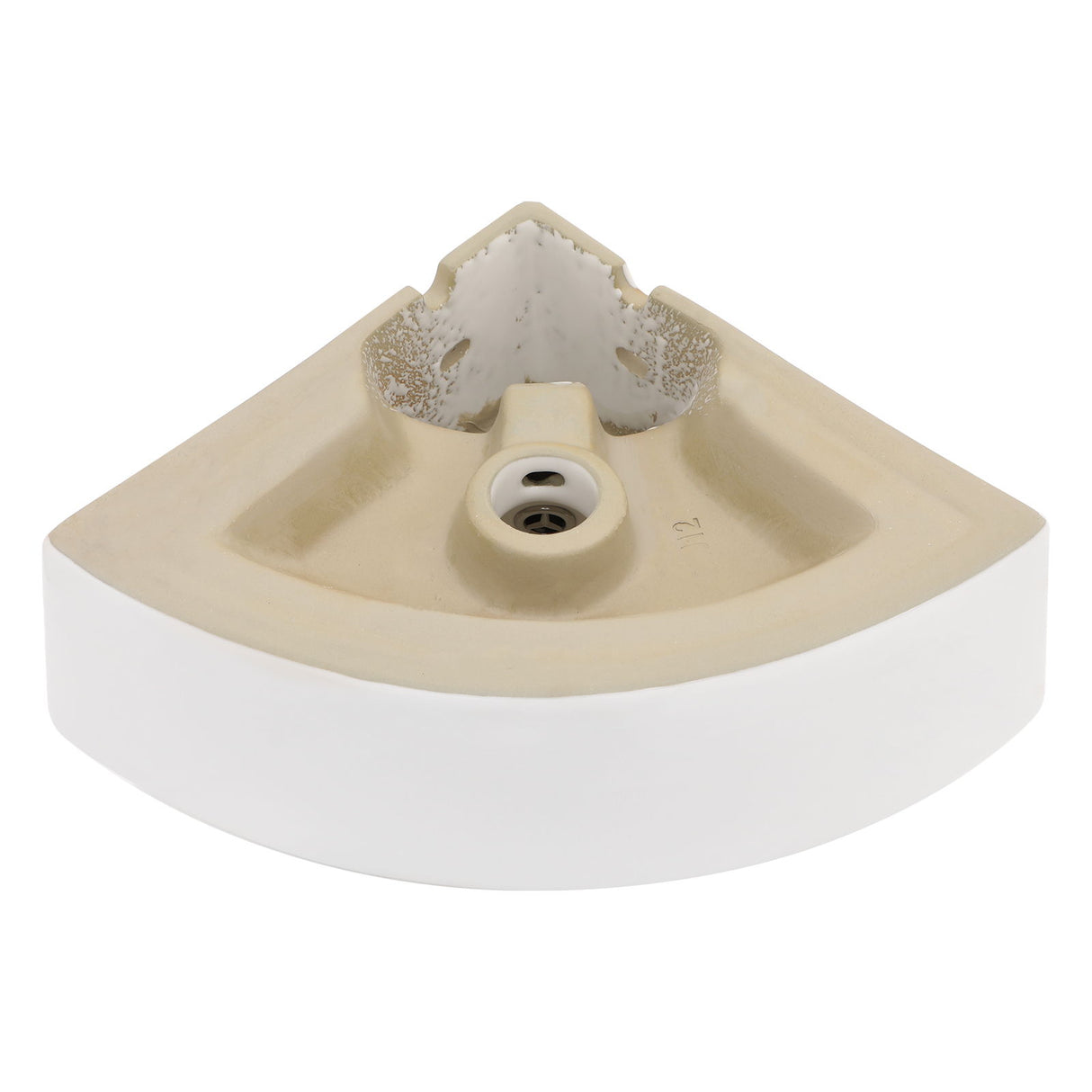 Triangle Porcelain Wall Mount Vessel Sink With Single Faucet Hole & Overflow - White