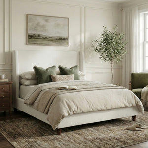 52.7" Tall Wingback Upholstered King Size Platform Bed Frame