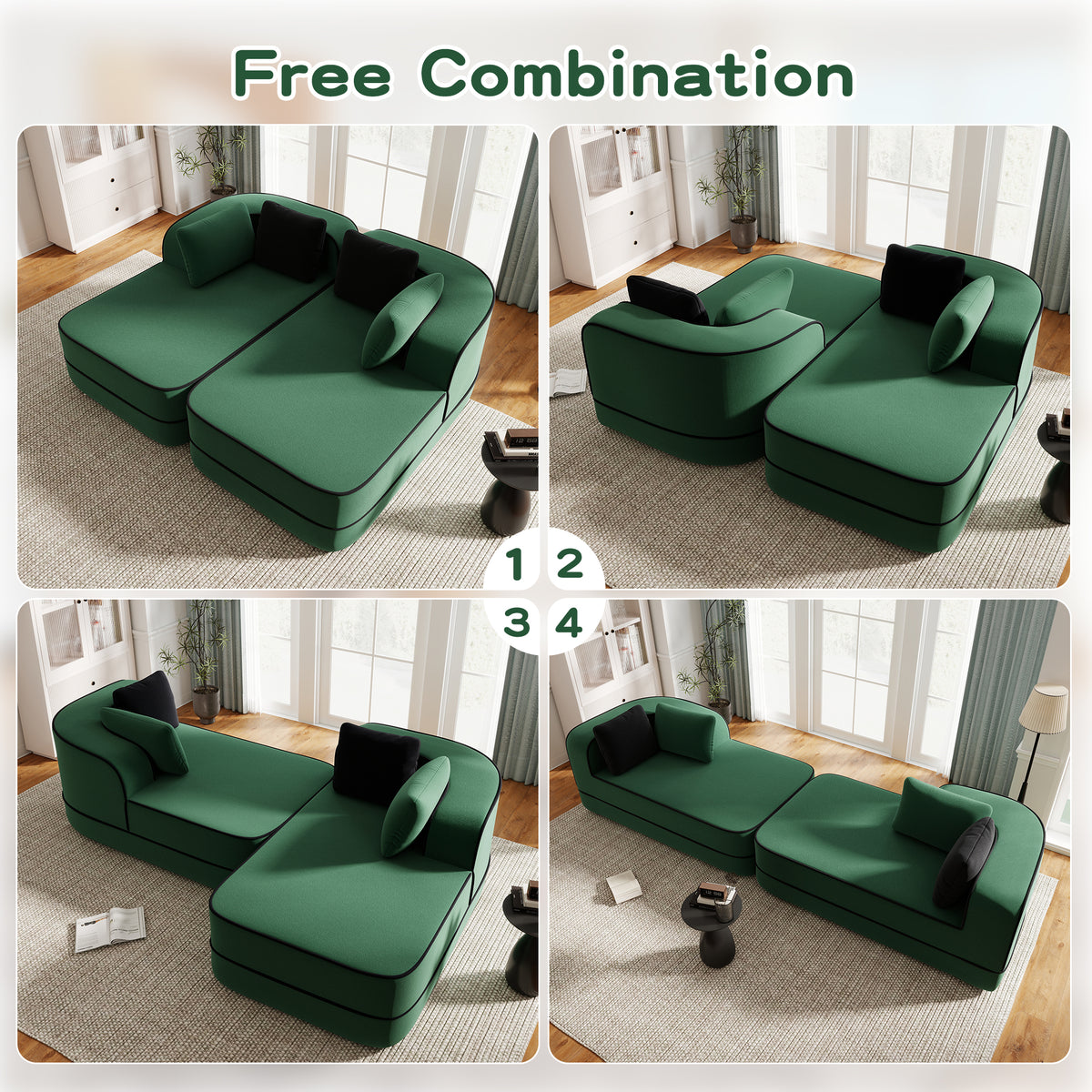 77.2" Teddy Fabric Modular Sofa