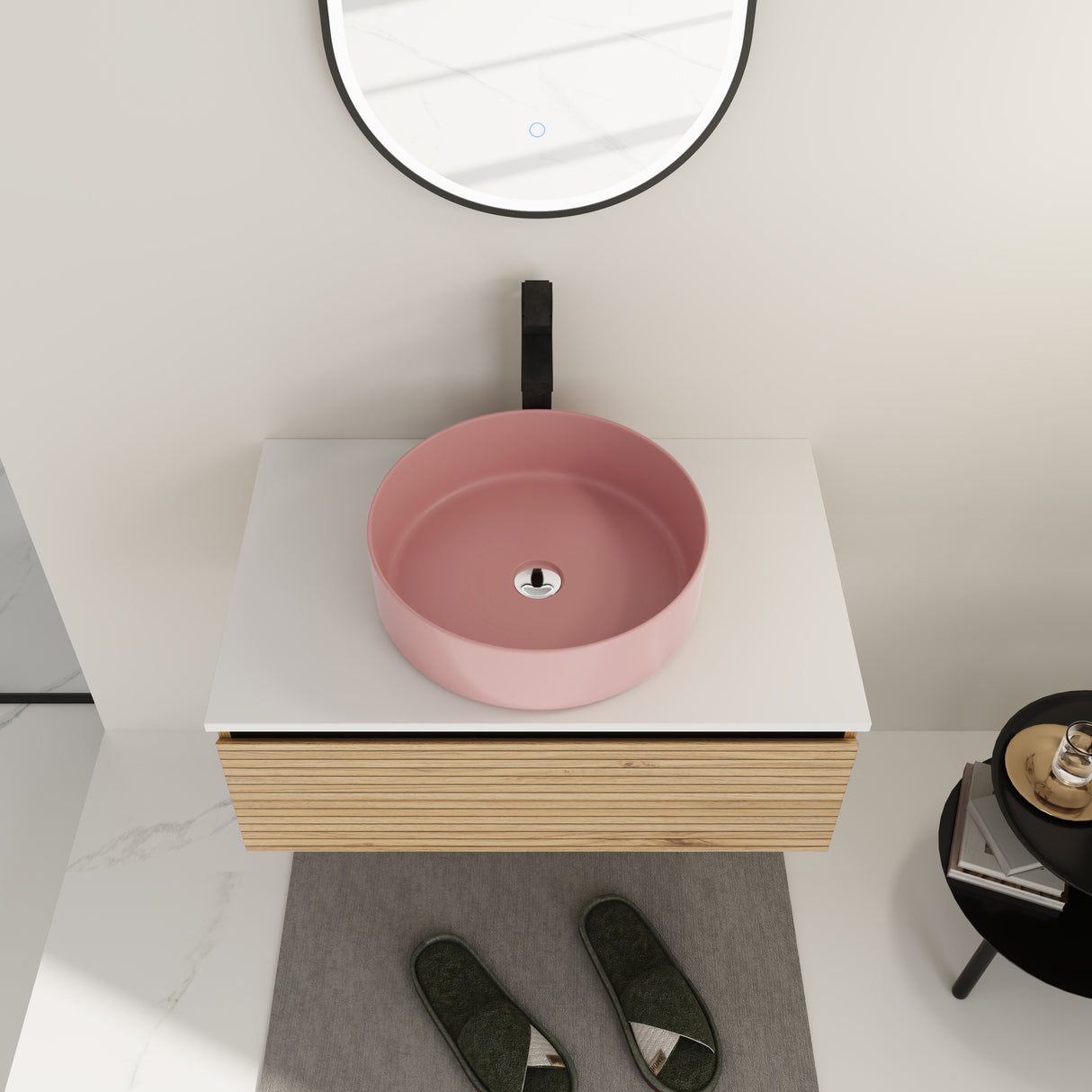 30" Wall-Mounted Bathroom Vanity with Art Ceramic Sink