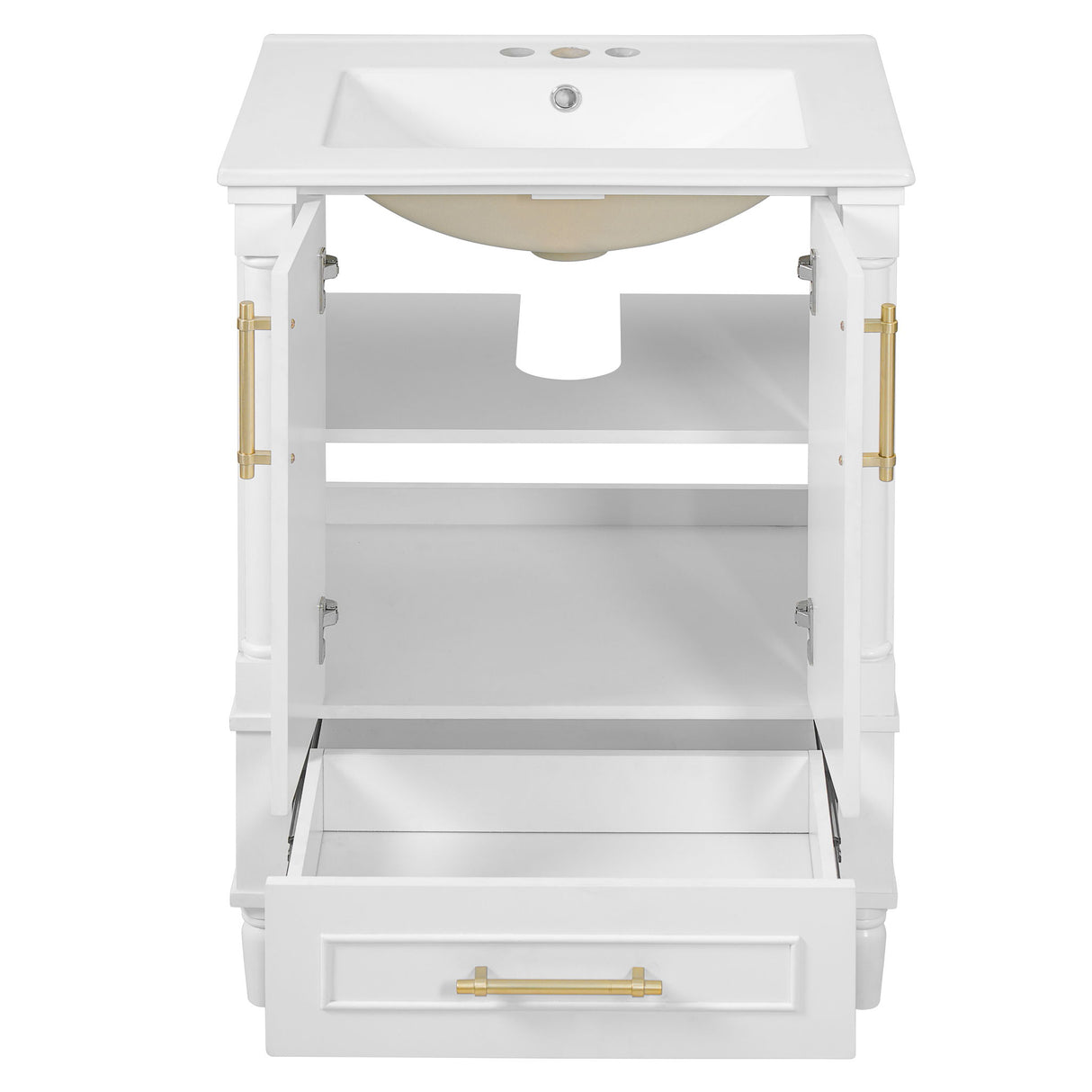 Bathroom Vanity With Ornate French Cylinder Legs, Soft Close Drawer