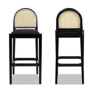 Arlin Upholstered Stool with Curved Back and Footrest - Set of 2