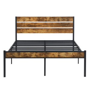 Full Size Bed Frame with Wood Headboard