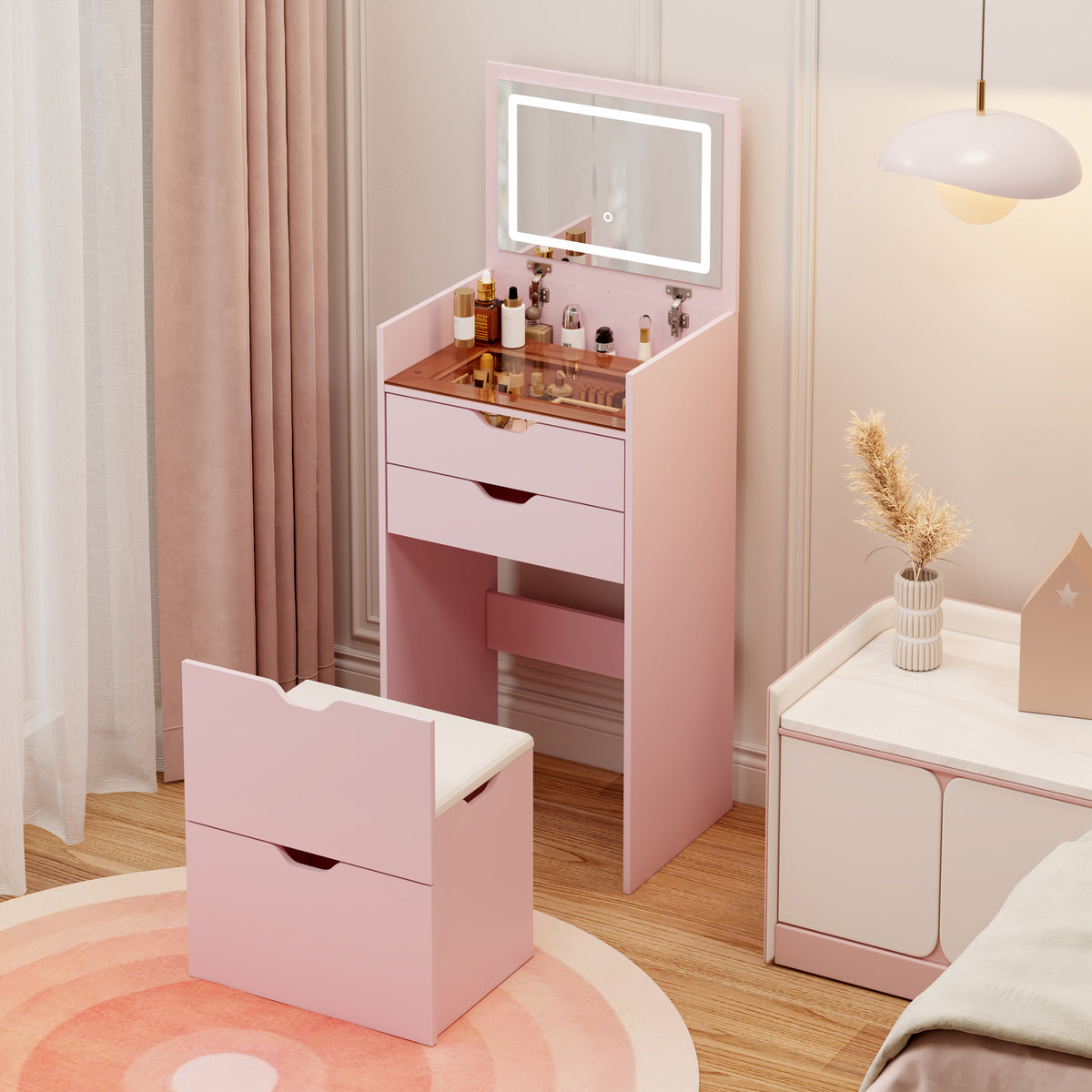 3-in-1 Multifunctional Dressing Table and Stool Set