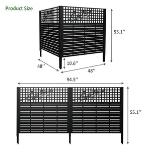 W48" x H47.3" Metal Privacy Screen with Rose Design