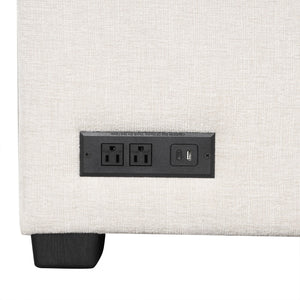 U-Shaped Sectional Sofa Pull Out Sofa Bed With Two USB Ports, Two Power Sockets, Three Back Pillows And A Storage Chaise For Living Room