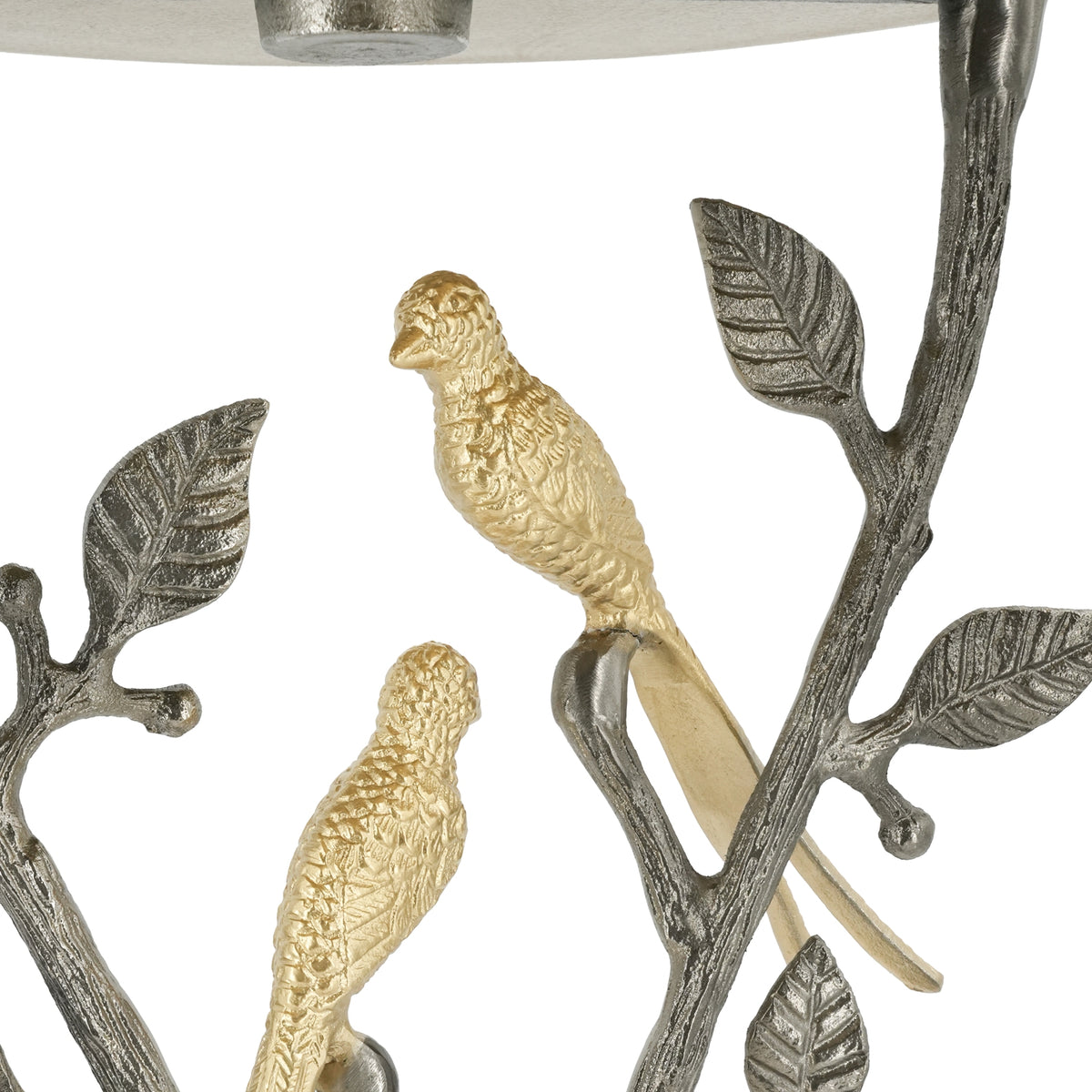 16x16x24" Metal Dual Bird Side Table with Round Tray