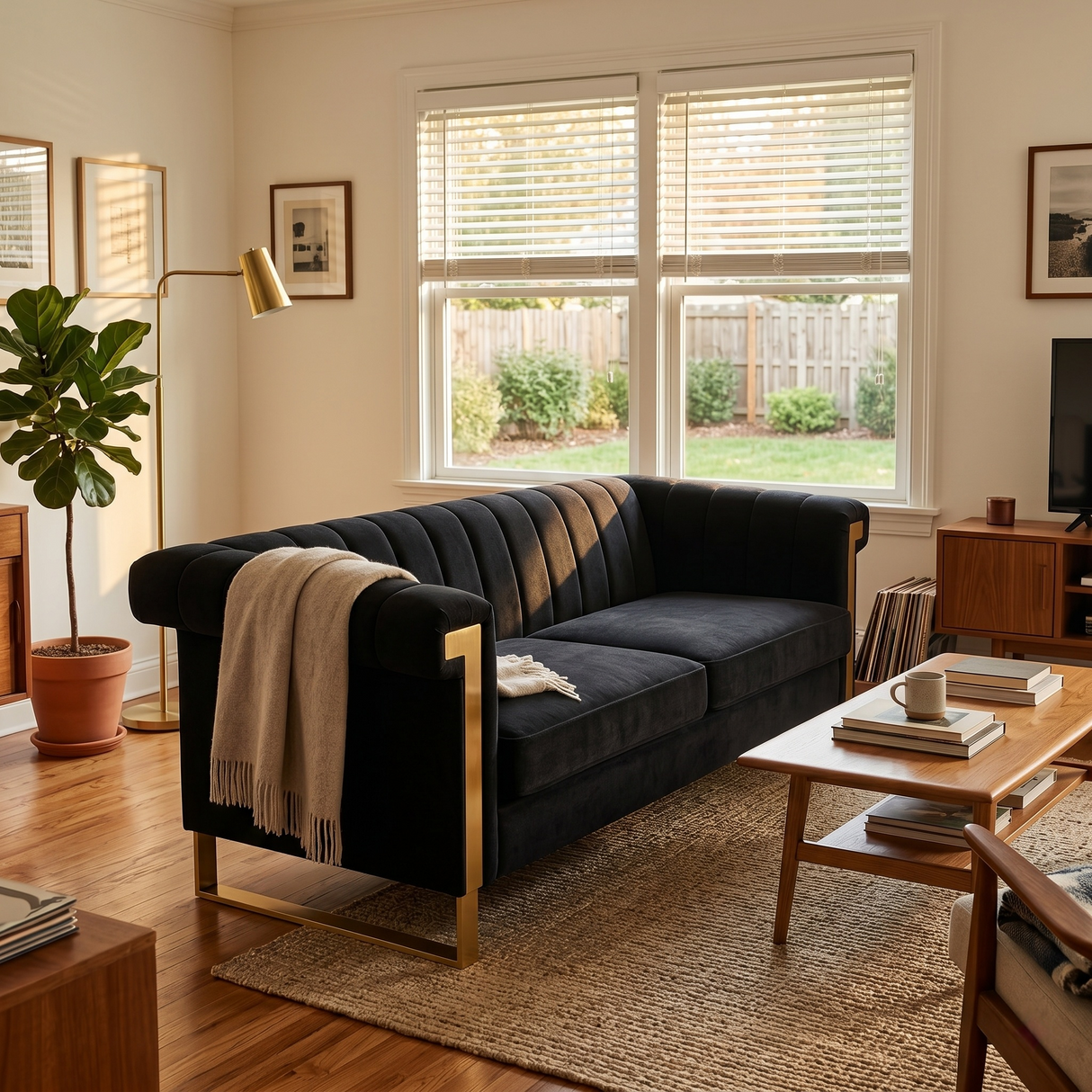 FX-P81B-BK Chesterfield Sofa