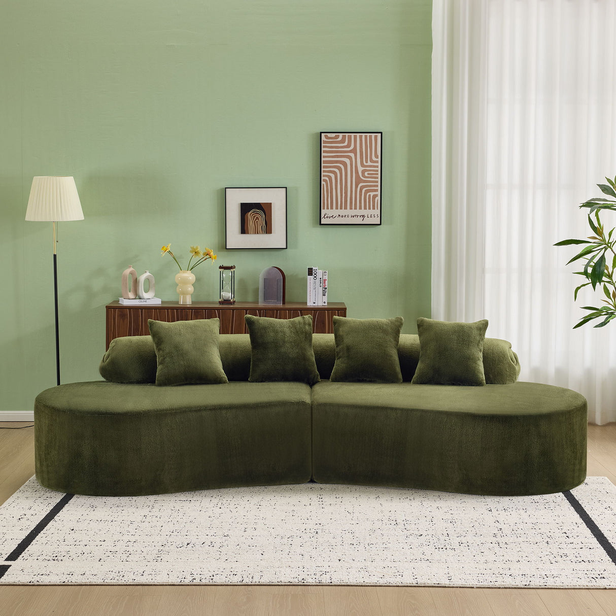 Modern Curved Sofa With Pillows