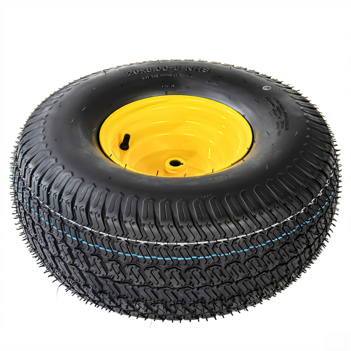 Set of 2 20x8.00-8 Lawn Mower Tires and Wheel Assembly