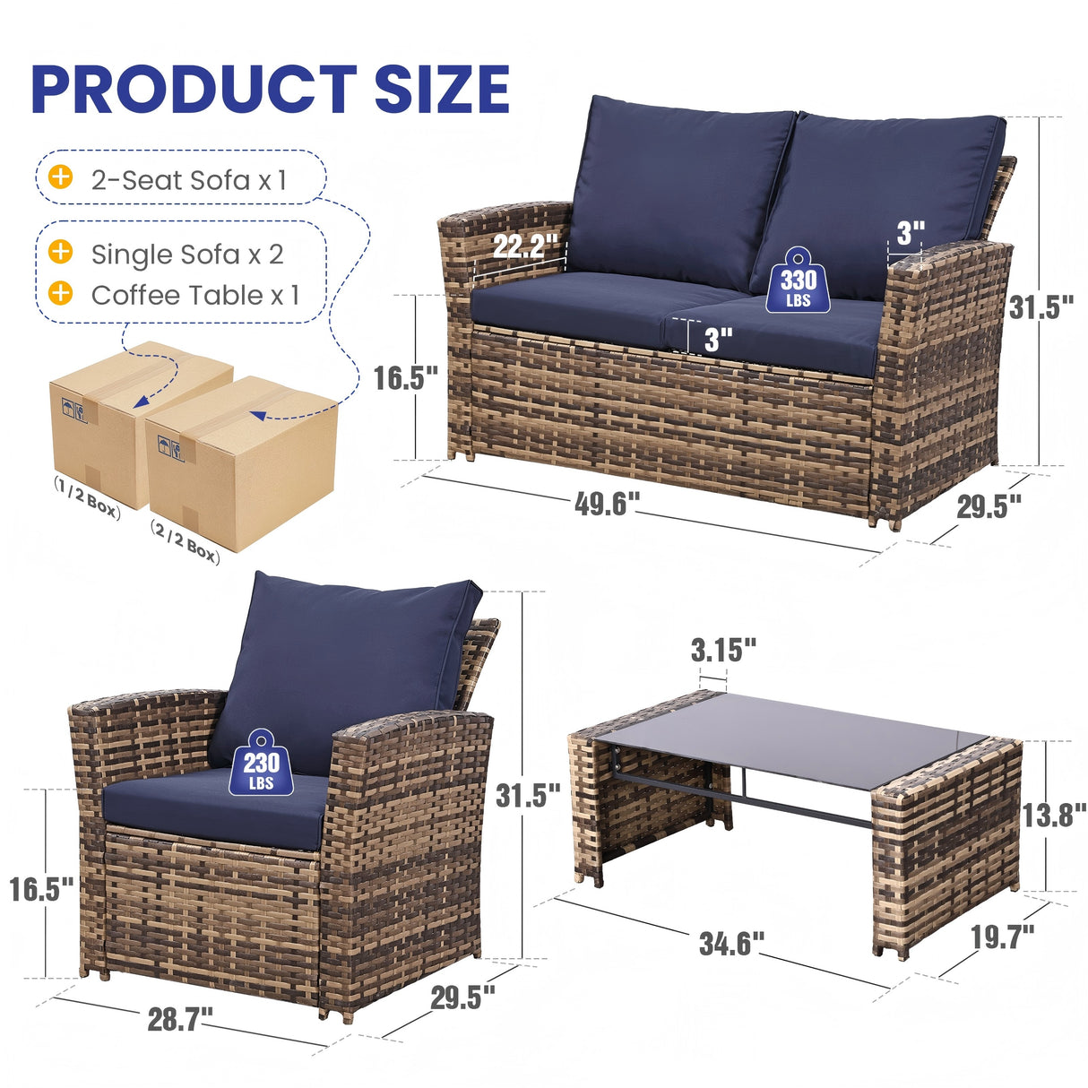 KROFEM 4-Piece Patio Furniture Set