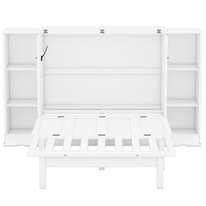 Murphy Bed With Shelves, Drawers And USB Ports