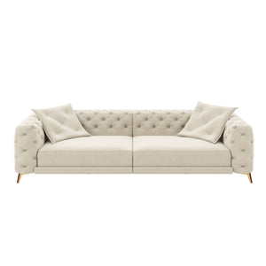 3 In 1 Convertible Sleeper, Deep Seat Pull Out Sofa Bed, Button Tufted