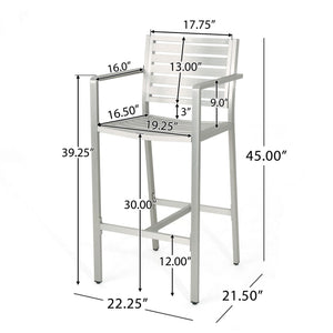 Outdoor Aluminum Rust Proof Barstools (Set of 2) - Silver - Best Buy Furniture