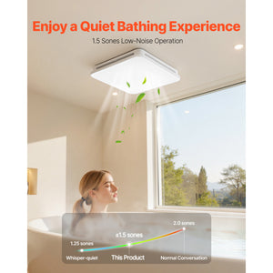 Bathroom Exhaust Fan with LED Light, 80 CFM, Low Noise