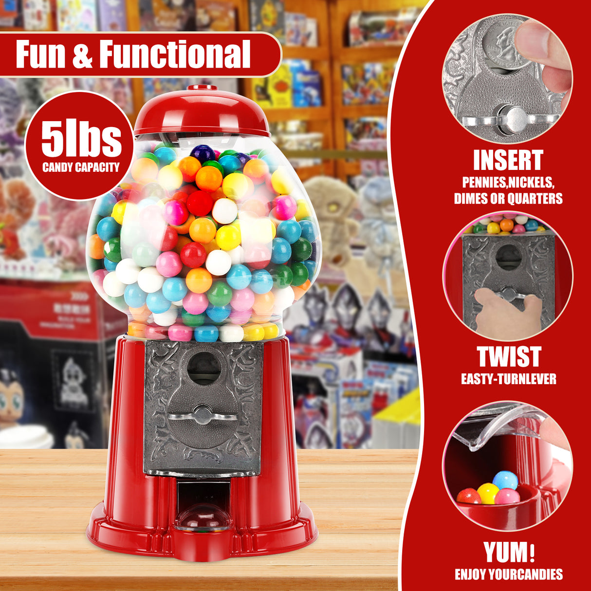 15 Inch Commercial Gumball Machine