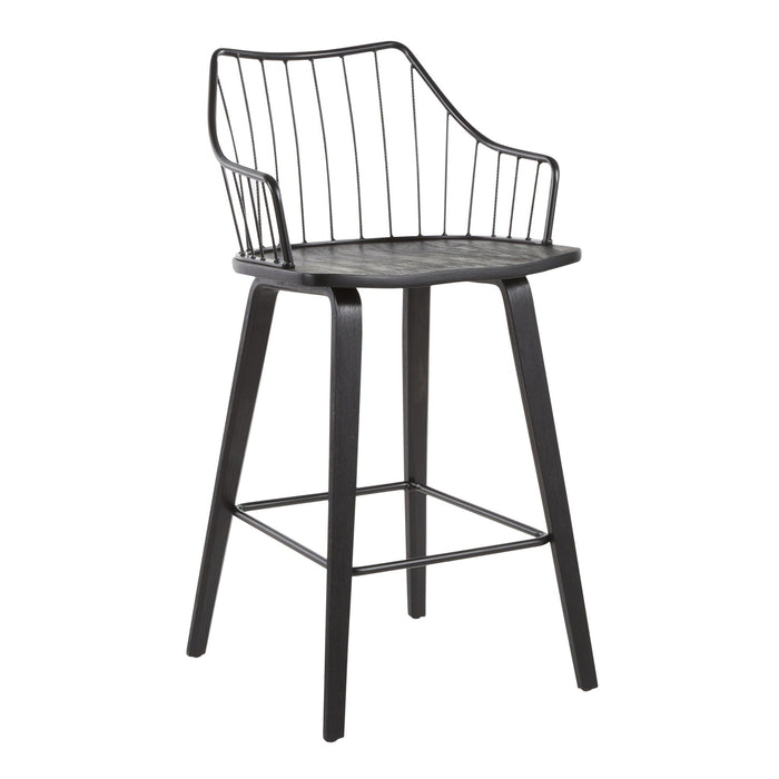 Farmhouse Counter Stool with Metal Spindle Back - Beige or Black