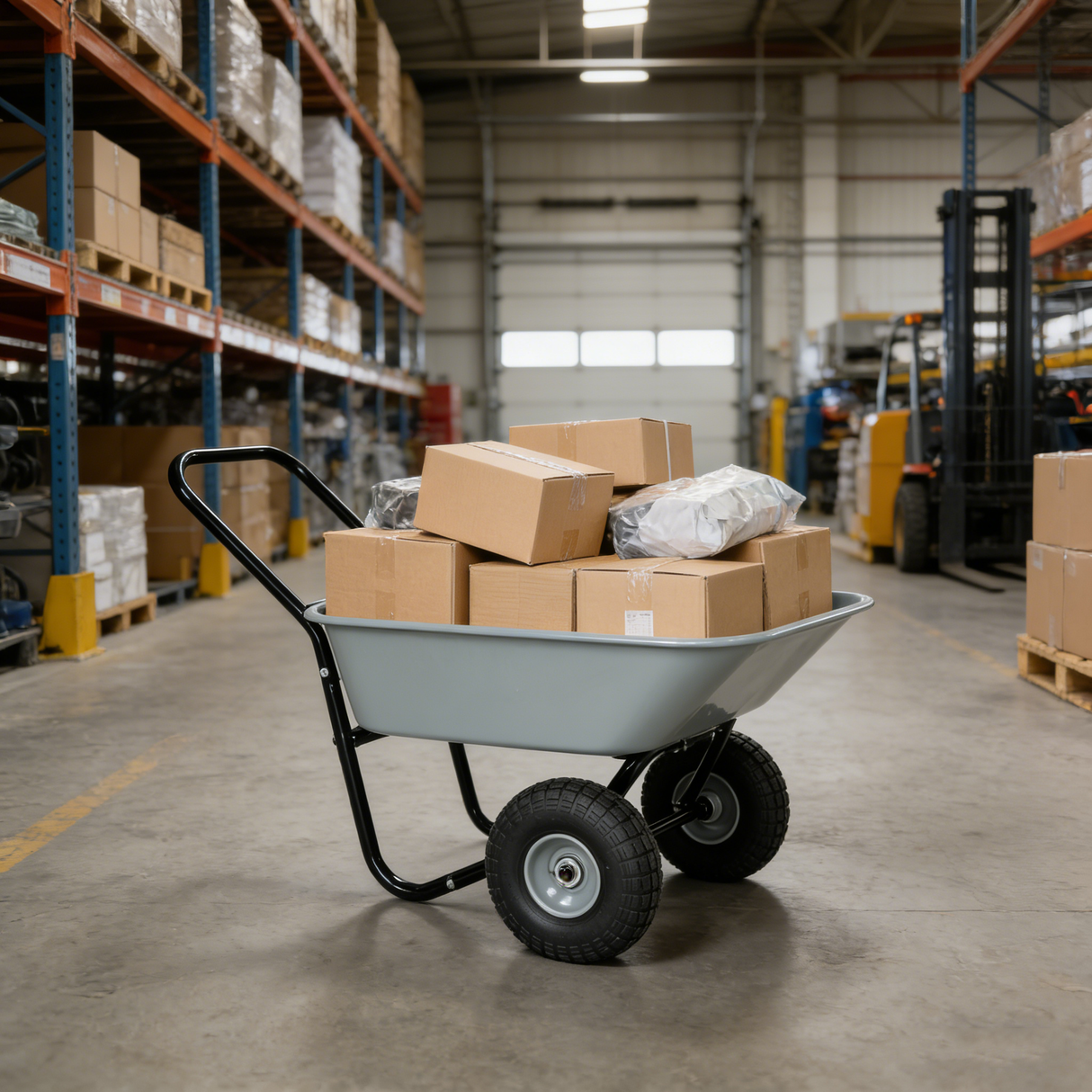 Two-Wheeled Cart with 10-Inch Pneumatic Wheels (Gray)
