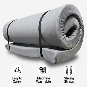 Memory Foam Camping Mattress With Water Resistant Zipper Cover - Gray