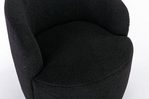 Teddy Fabric Swivel Accent Armchair Barrel Chair With Powder Coating Metal Ring