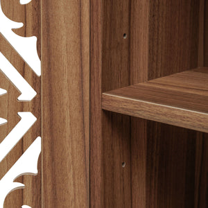 Tall Kitchen Pantry Cabinet With Hollow Carved Doors Adjustable Shelves Versatile Storage Cabinet For Kitchen - Walnut