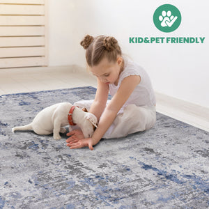Marfi - 8' X 10' Abstract Area Rug - Silver / Blue