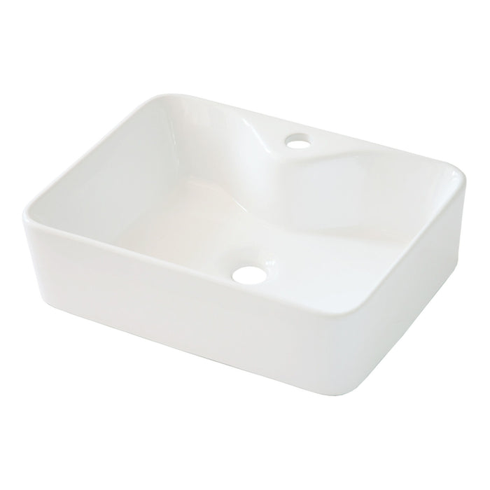 Modern Ceramic Rectangular Vessel Bathroom Sink with Sleek Design - White