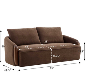 75 in. Curved Velvet Upholstered Sofa
