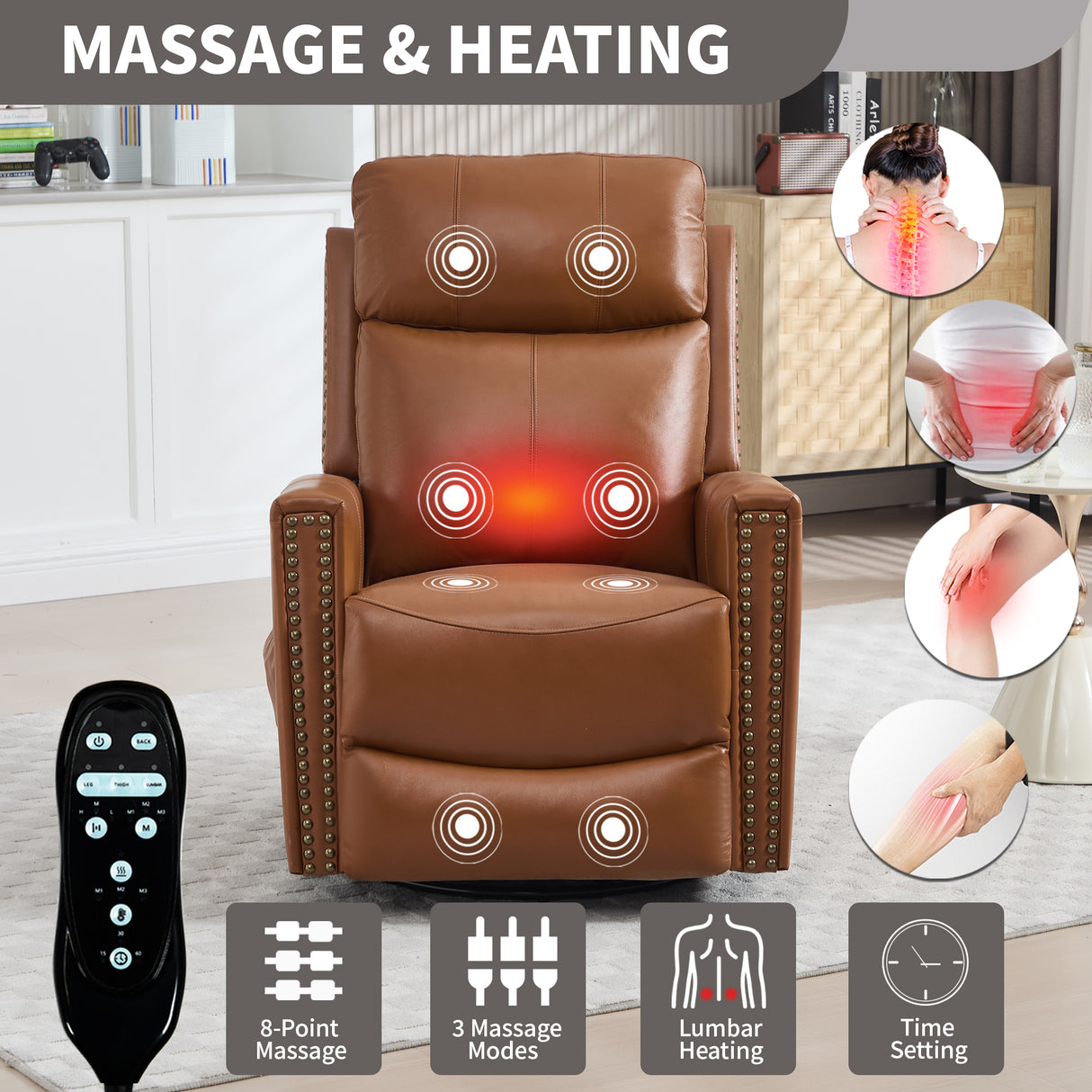 Deep Swivel Recliner and Massage Chair