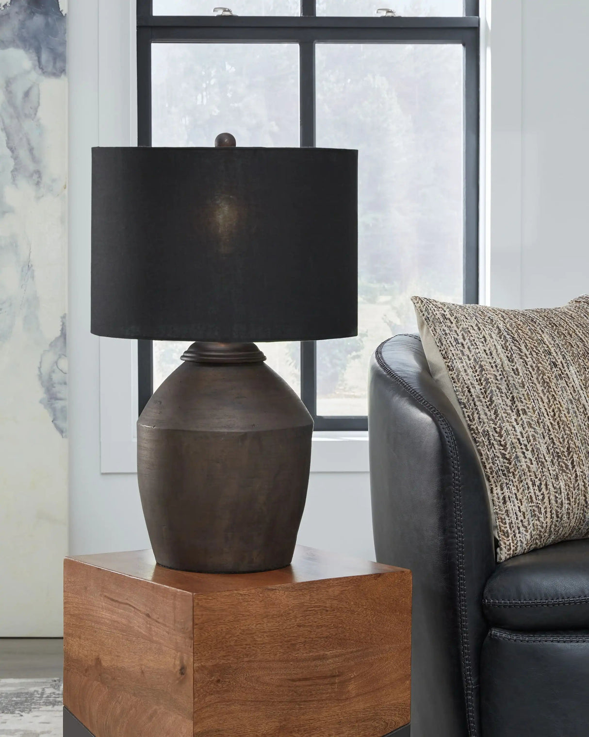 Naareman - Terracotta Table Lamp - Metallic Black - Best Buy Furniture