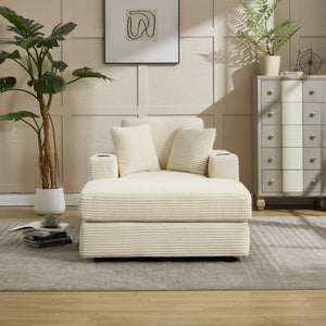Corduroy Upholstered Chaise Lounge Sofa