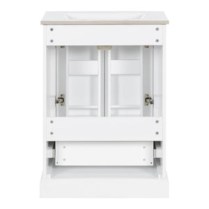 Bathroom Vanity With Sink, 1 Divided Drawer And 2 Soft Close Doors With Double Shelf