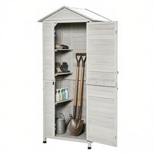 Outdoor Storage Shed with Tilted Tin Roof