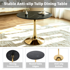 Mid-Century Black Marble Tulip Table