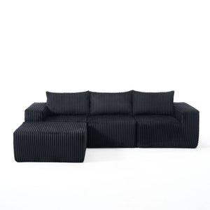 L-Shape Modern Minimalist Modular Sectional Sofa with Deep Seats