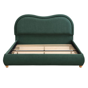 Upholstered Platform Bed Frame With Curved Headboard