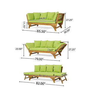 Outdoor Acacia Wood Expandable Daybed With Cushions - Best Buy Furniture