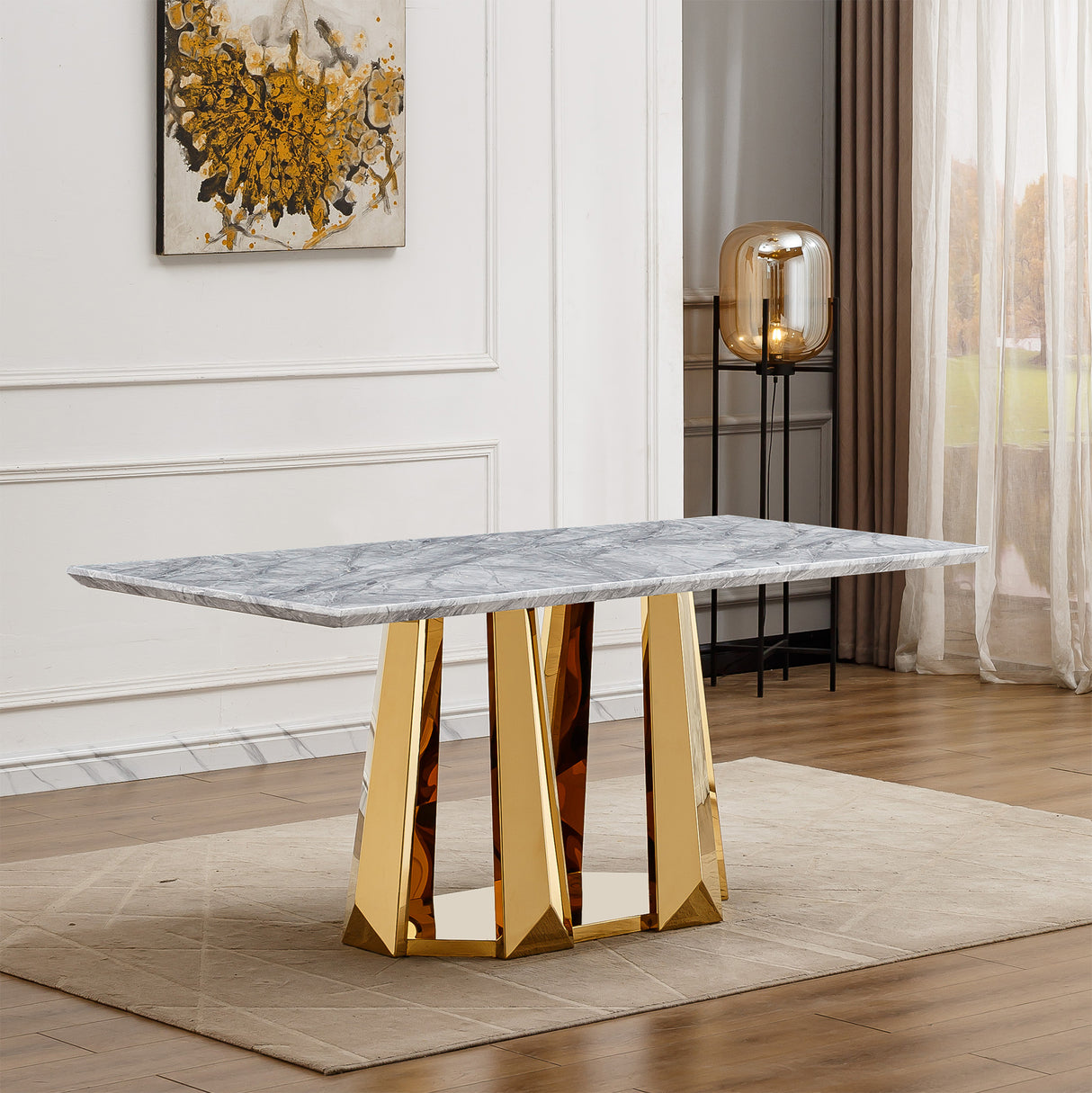 Marble Dining Table for 6 People