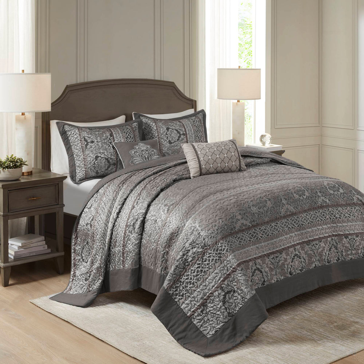 5-Piece Queen 5 Piece Reversible Jacquard Bedspread Set