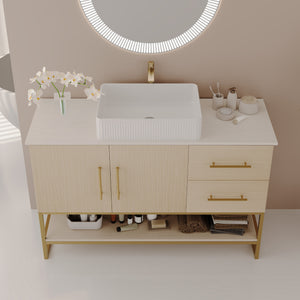 47.2" Modern Bathroom Vanity With Ceramic Vessel Sink