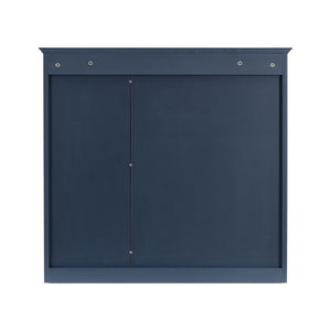 Bathroom Vanity With Top Sink, 2 Doors And 3 Drawers, Freestanding Set With Mirror Cabinet