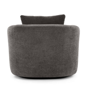 360° Swivel Barrel Sofa Chair With Throw Pillow, Upholstered Accent Chair
