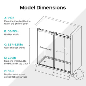 Frameless Double Sliding Soft-Close Shower Door, 3 / 8" (10Mm) Thick SGCC Tempered Glass Door, Matte
