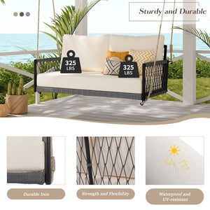 Outdoor Swing Sofa With Soft Cushions For Patio - Beige