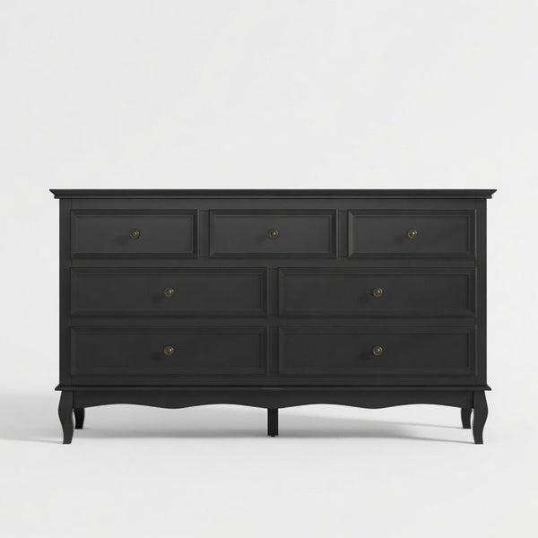 7 Drawer Dresser, Storage Chest - Black